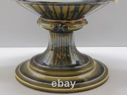 -superbe Coupe /pied Barbotine Art Nouveau Anses 2 Femmes Ailees A Restaurer D